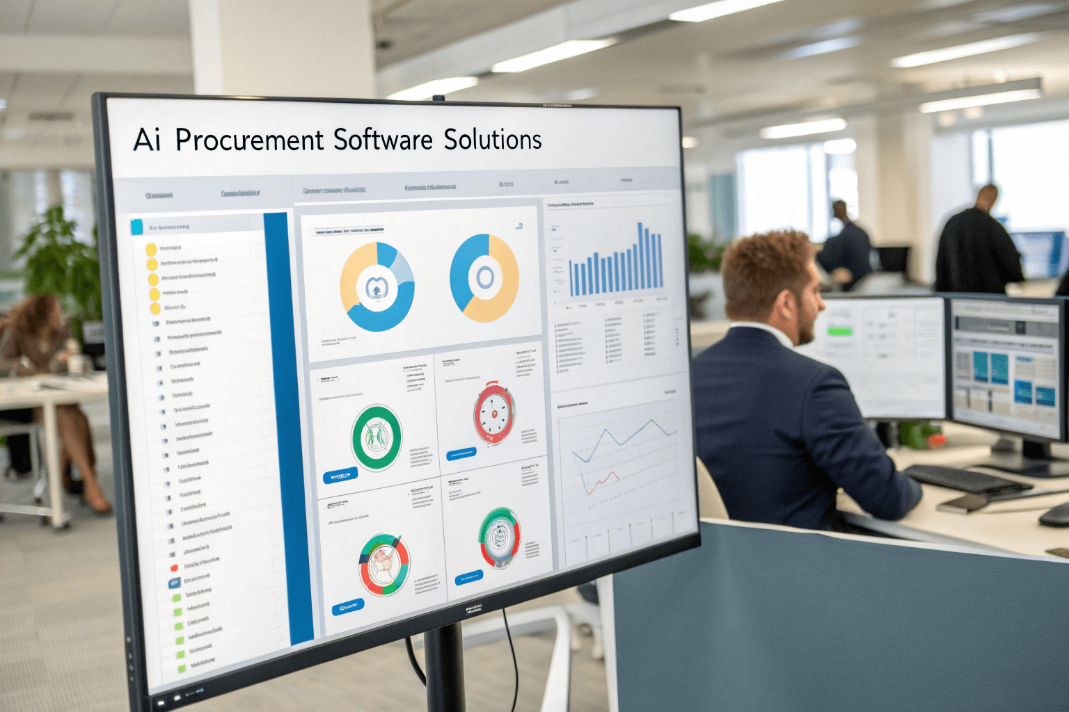 Comparison dashboard showing top AI procurement software solutions and their key features