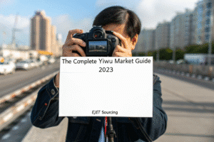 Webpage screenshot showing the cover of The Complete Yiwu Market Guide 2023 by EJET Sourcing about Yiwu wholesale market