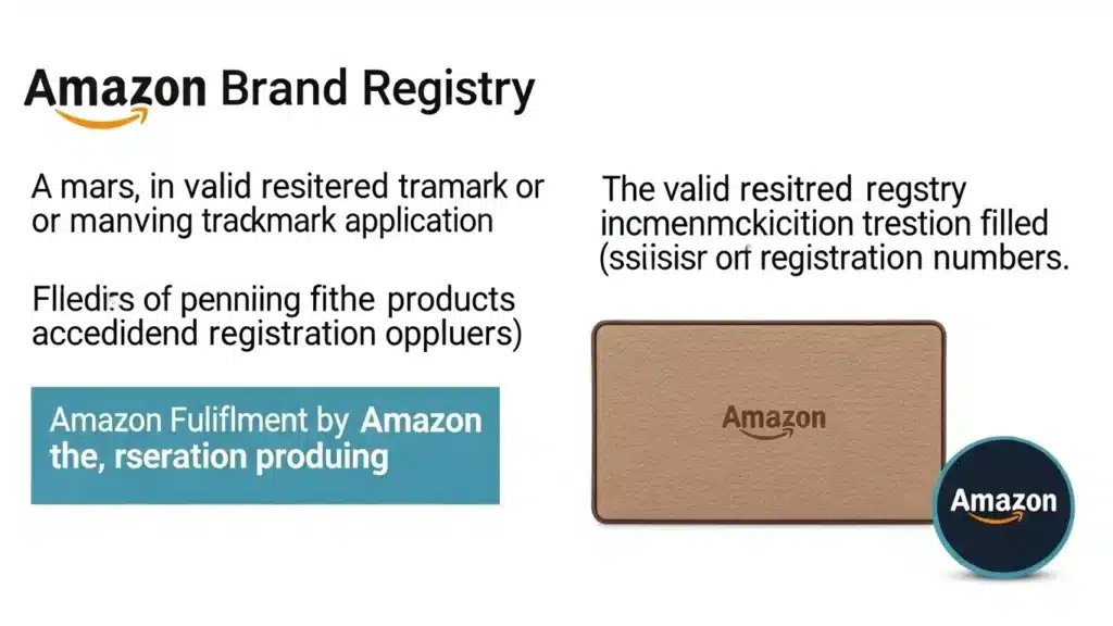 Sign titled 'Amazon Brand Registry' with various misspellings and Amazon logos, highlighting a humorous error.