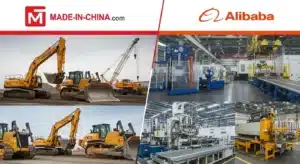 Collage of industrial equipment featuring construction machinery and factory machinery with Made-in-China and Alibaba logos.