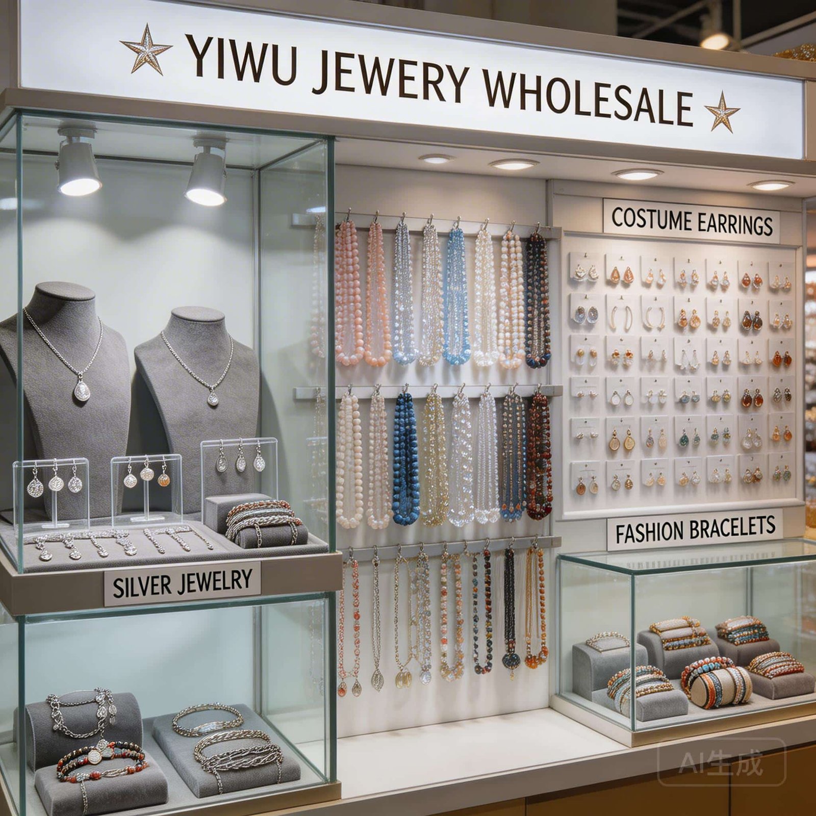 Fashion jewelry stalls on the first floor of Yiwu District 6
