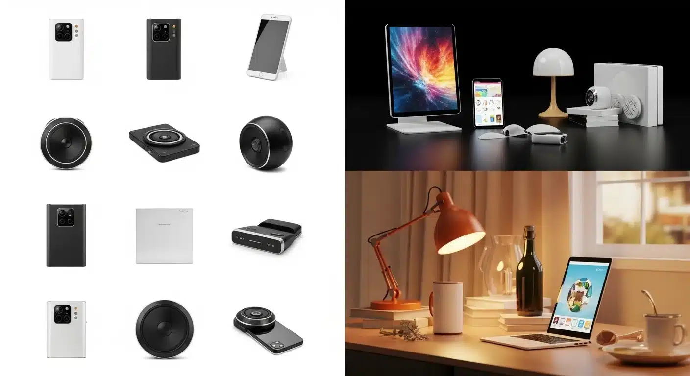Modern gadgets collage for Yiwu electronics sourcing