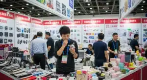 Consumer electronics booth at the Yiwu market