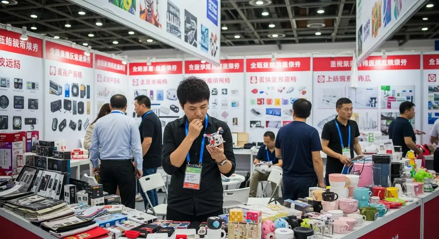 Consumer electronics booth at the Yiwu market