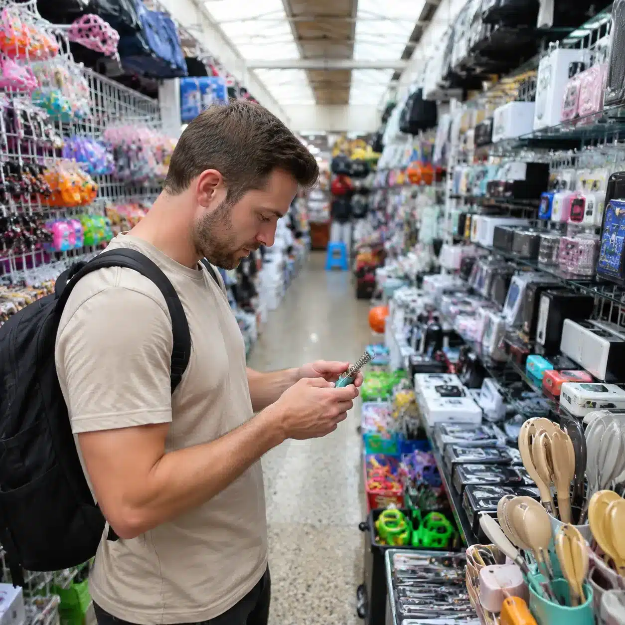 Yiwu International Trade City market aisle with supplier booths